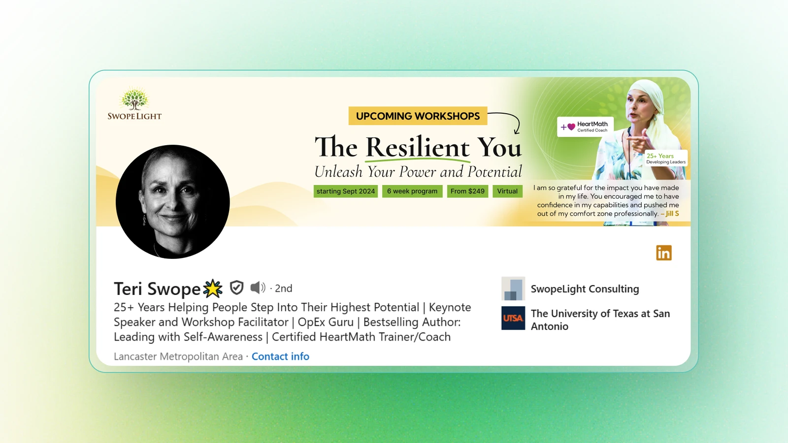 LinkedIn profile optimization for Swopelight