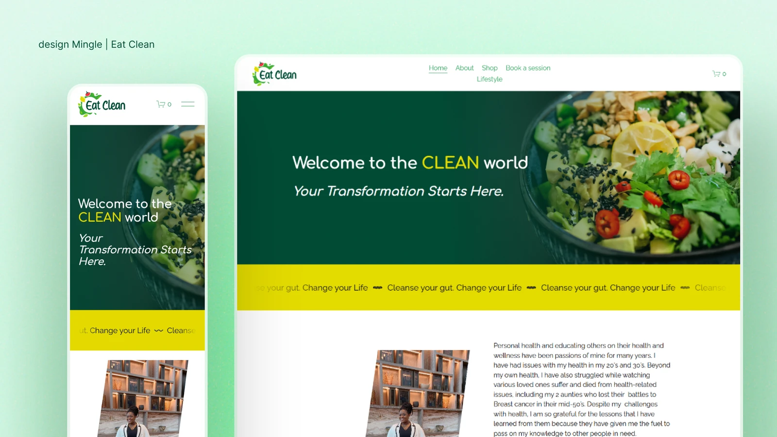 Landing page designed for Eat Clean