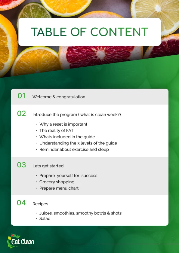 E-book design for Eat Clean