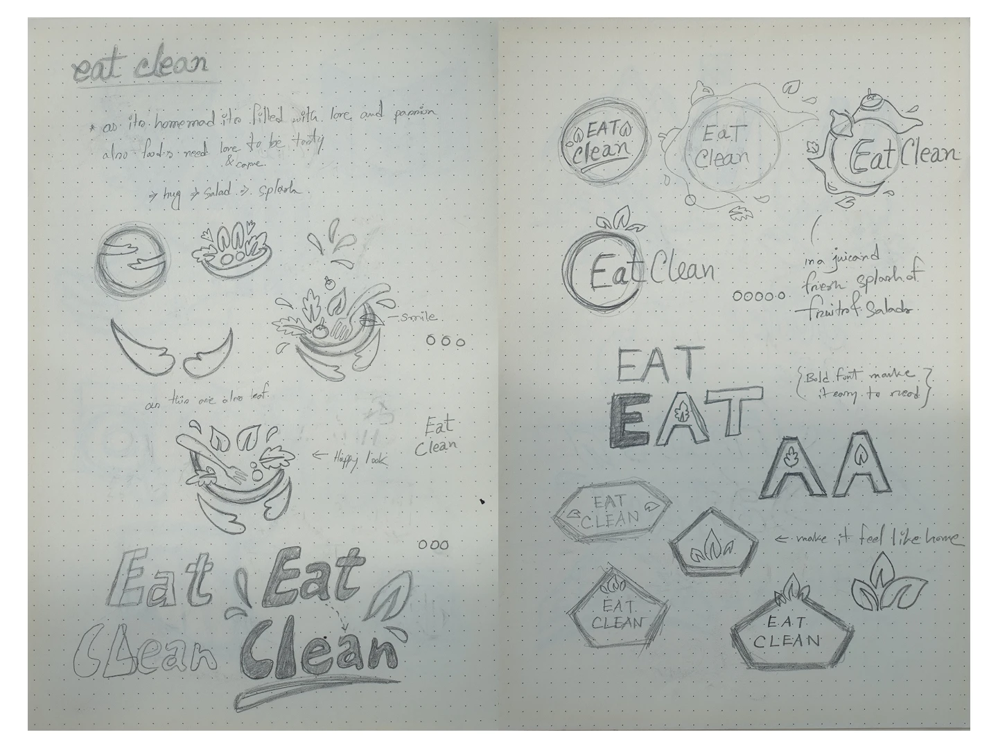 Logo sketches for Eat Clean